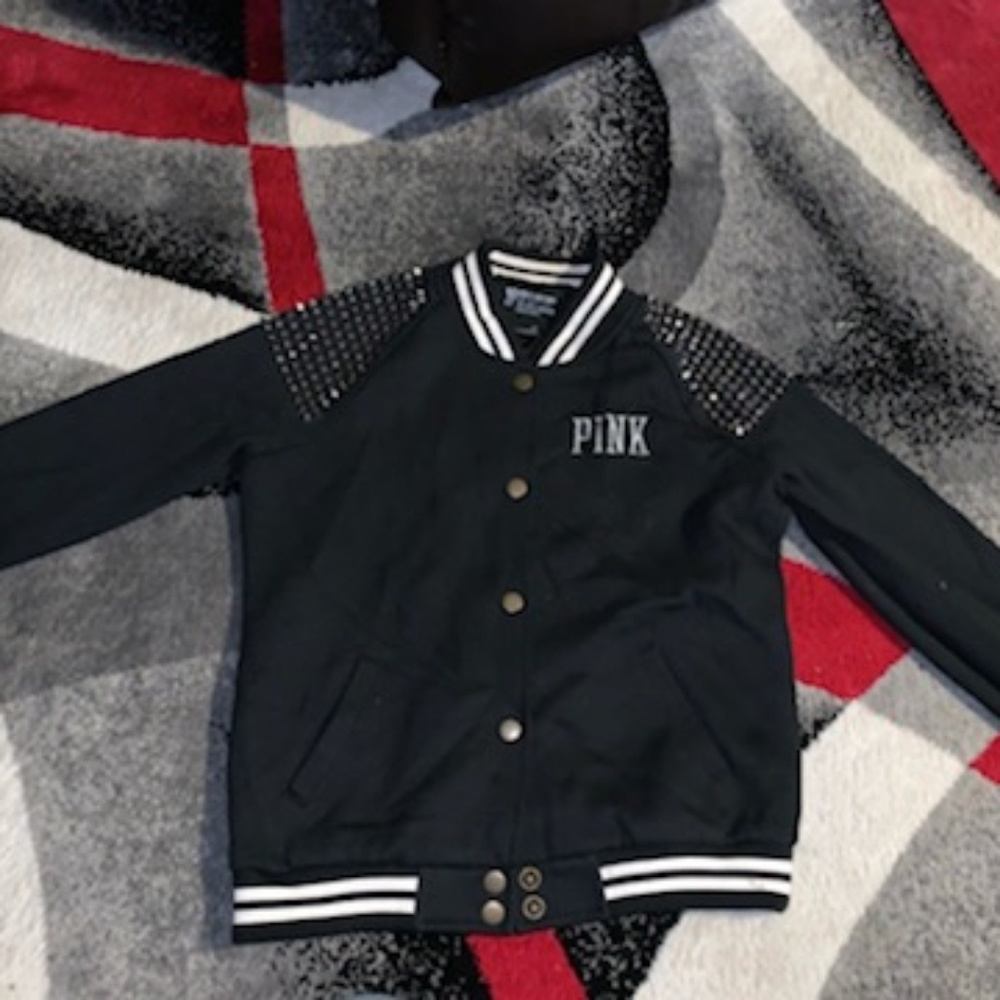 VS Pink varsity style studded jacket